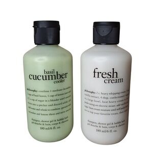 Bundle Philosophy Shampoo Shower Gel Bubble Basil Cuc Cooler Fresh Cream 6oz‎